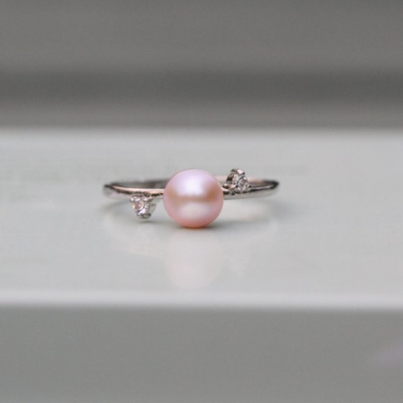 SOLD Silver Genuine Freshwater Pearl Ring Adjustable dainty Pearl Jewelry - Picture 2 of 4